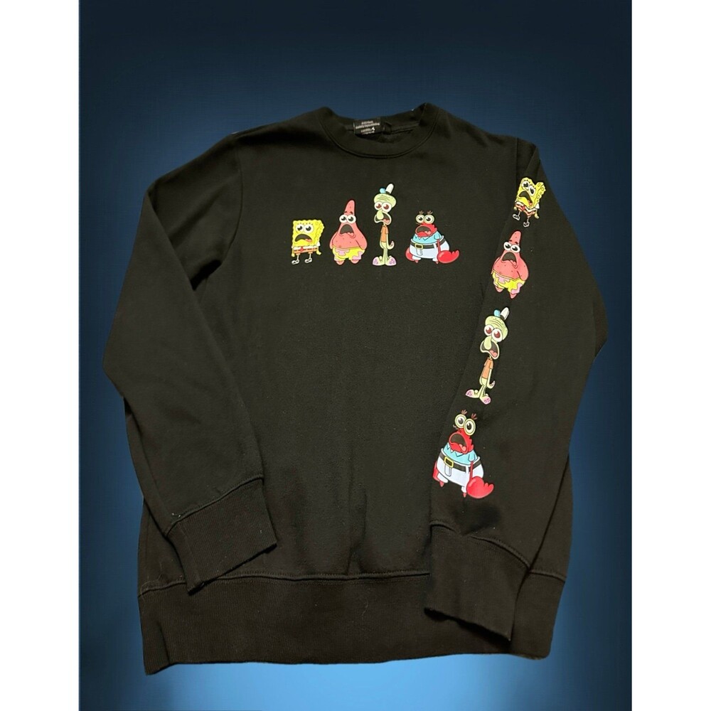 Nickelodeon Black SpongeBob Crewneck Sweatshirt with Colorful Character Graphic